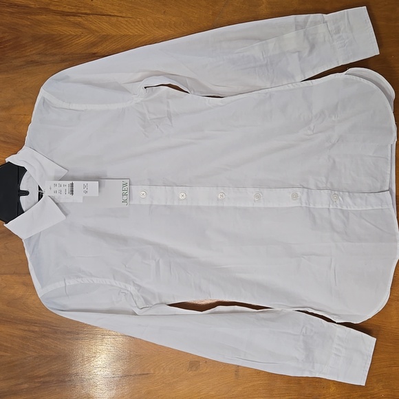 NWT J. Crew Amelie White Wren Slim Fit Shirt, Stretch Cotton Poplin Size 00 - Picture 5 of 6